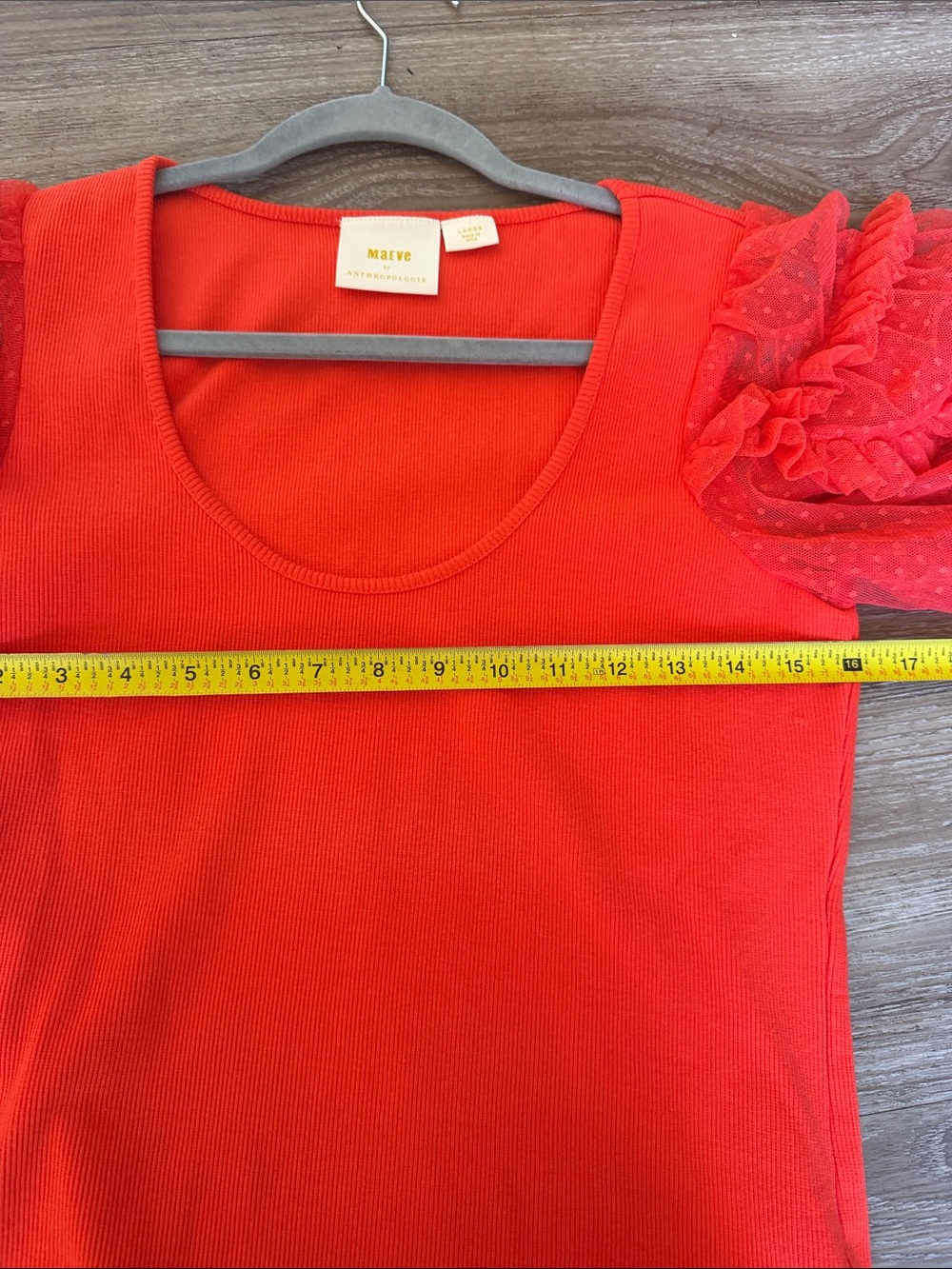 Maeve Puff-Sleeve Scoop Neck Top Size: L - Picture 8 of 8